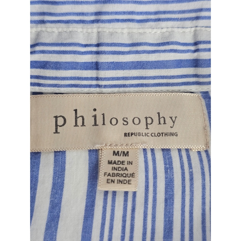 Philosophy Republic Clothing Blue Striped Asymmetrical Boho Midi Dress Medium - Picture 8 of 10